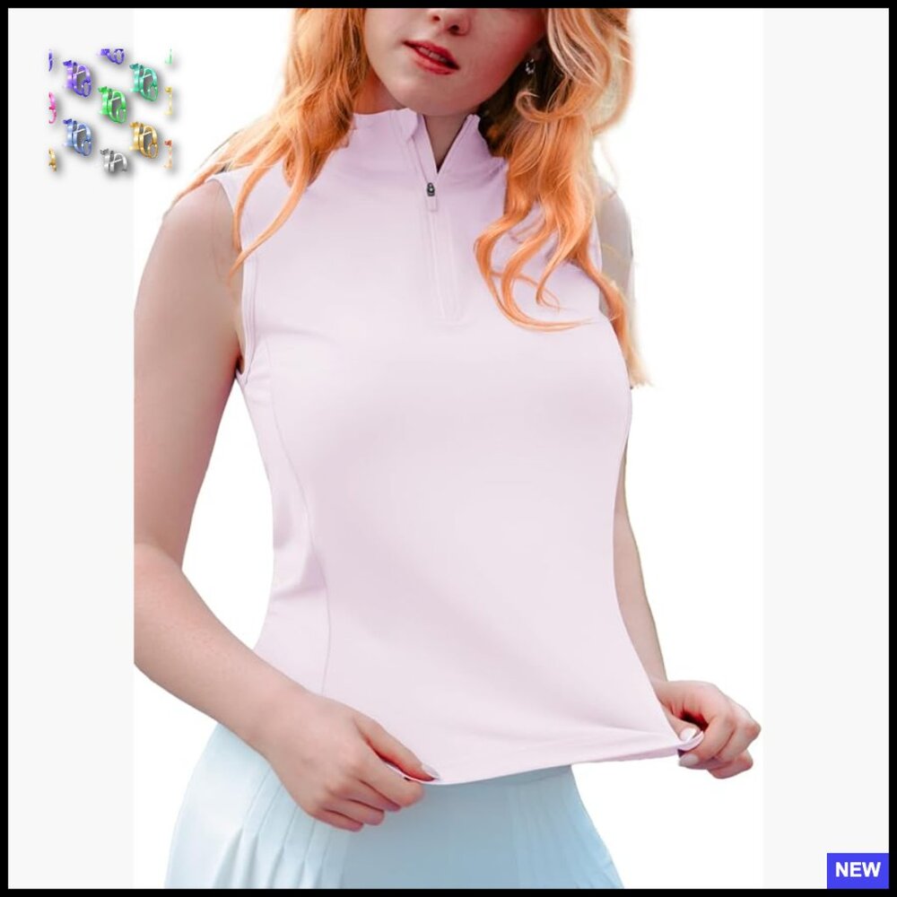 Sleeveless Polo Shirt Athletic Slim Fit Quick Dry Mesh Back Activewear Tennis